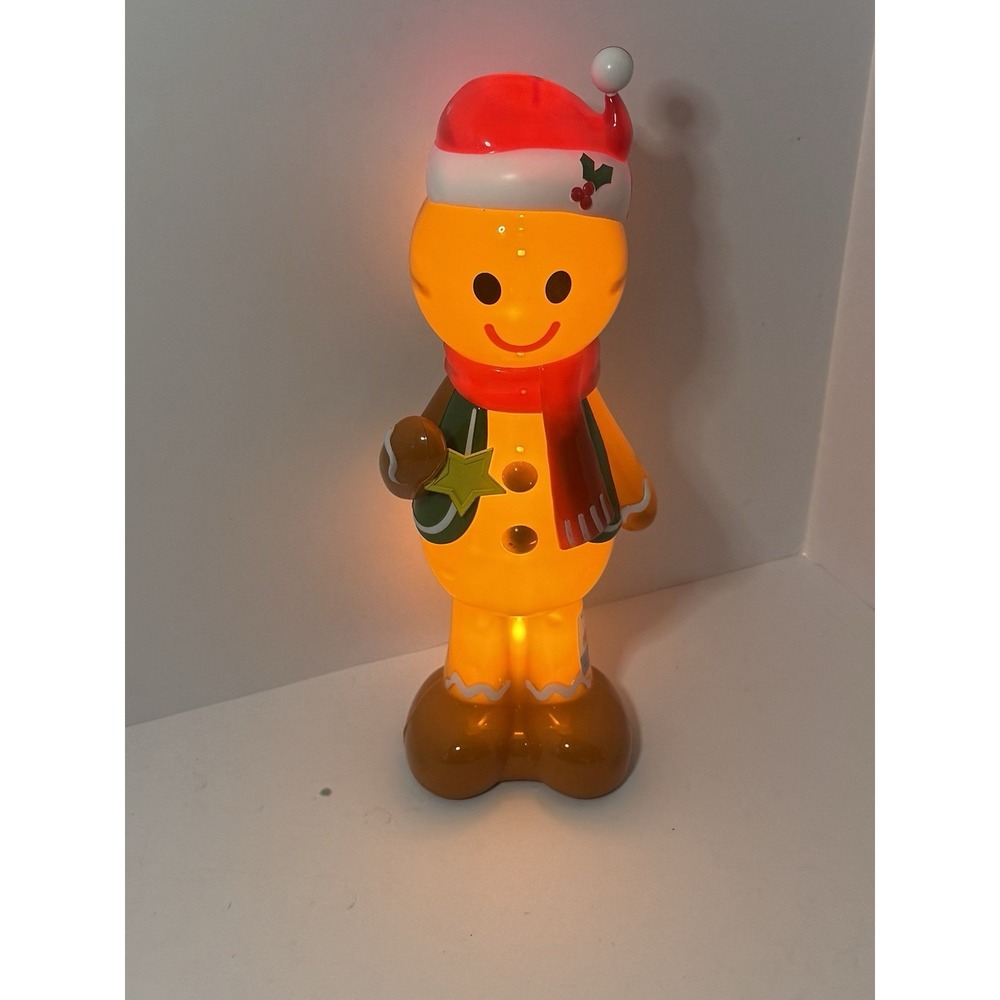 Gingerbread Man 14Inch Plastic LED Battery Operated Festive Tabletop Decor